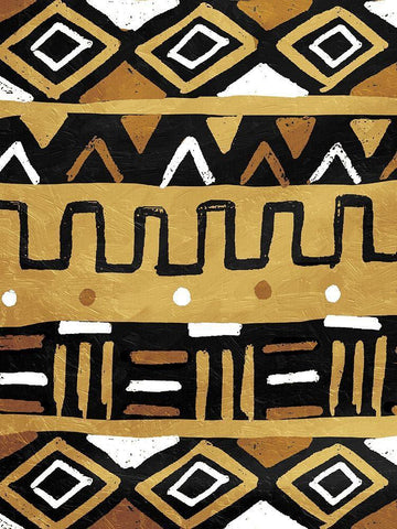 Tribal Meeting Black Ornate Wood Framed Art Print with Double Matting by Villa, Mlli