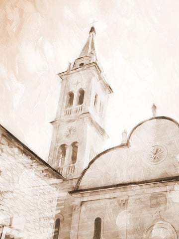 Look At The Church Sepia White Modern Wood Framed Art Print with Double Matting by Villa, Mlli