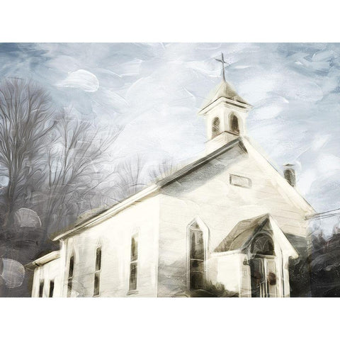 Front Of The Church Black Modern Wood Framed Art Print by Villa, Mlli