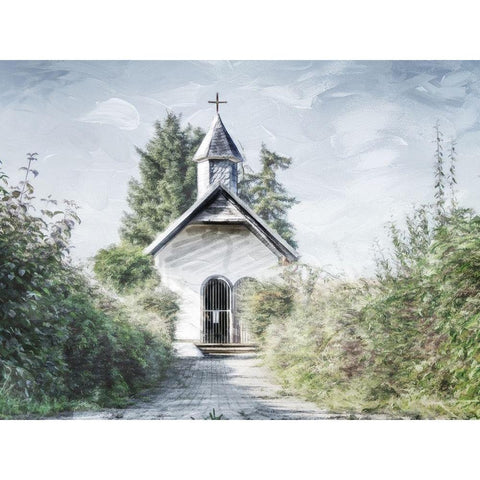 Single Church Gold Ornate Wood Framed Art Print with Double Matting by Villa, Mlli