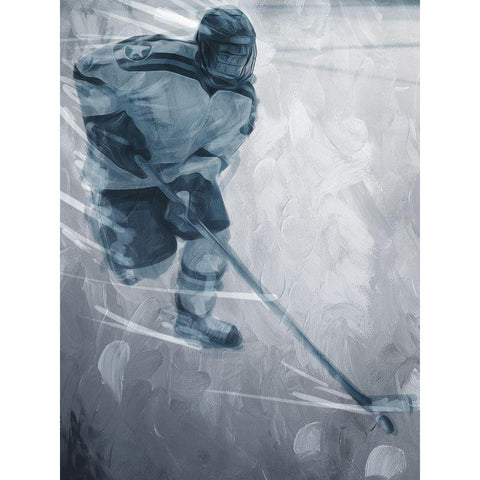 Hockey Go Black Modern Wood Framed Art Print with Double Matting by Villa, Mlli