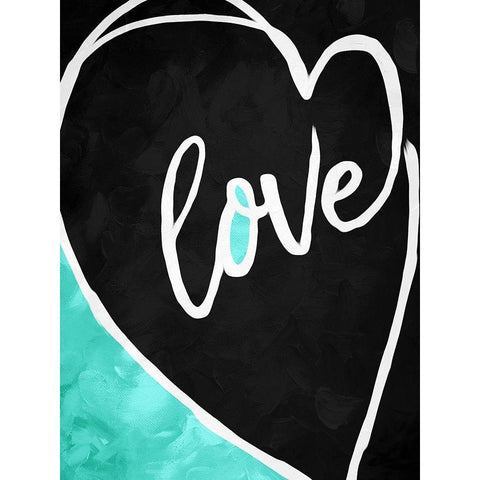 Love Heart Black Modern Wood Framed Art Print with Double Matting by Villa, Mlli