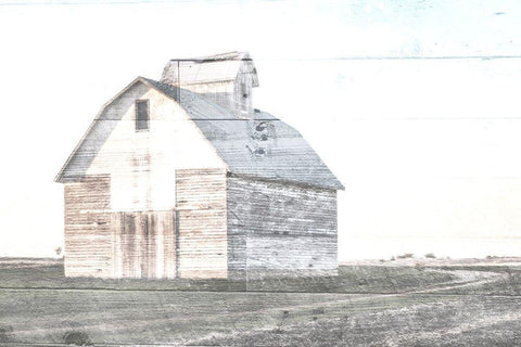 Sunset White Barn Black Ornate Wood Framed Art Print with Double Matting by Villa, Mlli