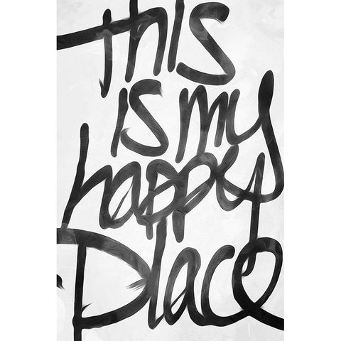 Happy Place Black Modern Wood Framed Art Print by Villa, Mlli