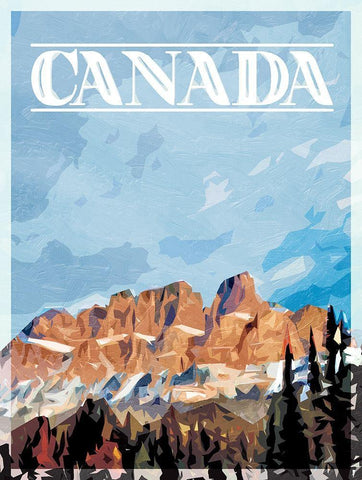 Canada Mountains Mate White Modern Wood Framed Art Print with Double Matting by Villa, Mlli