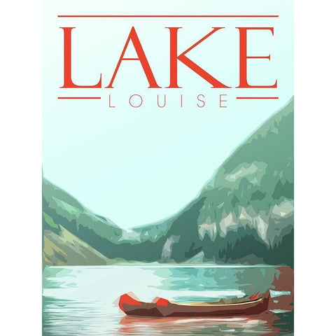 Lake Louise Black Modern Wood Framed Art Print with Double Matting by Villa, Mlli