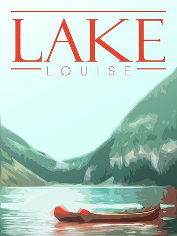 Lake Louise White Modern Wood Framed Art Print with Double Matting by Villa, Mlli