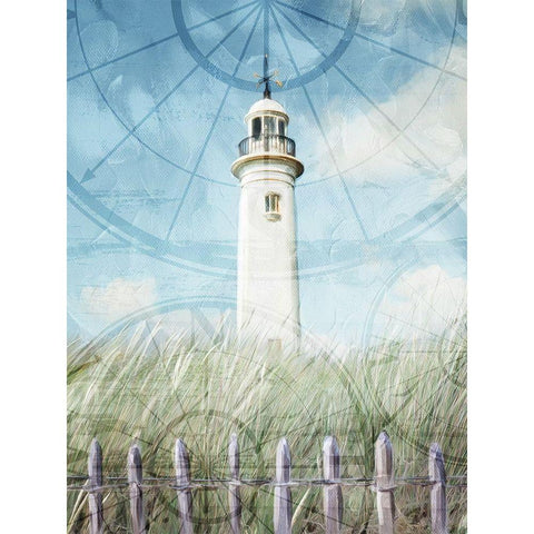 Light House Up On The Hill Black Modern Wood Framed Art Print with Double Matting by Villa, Mlli