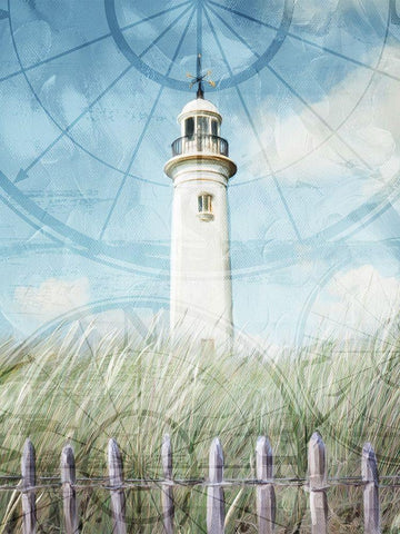 Light House Up On The Hill Black Ornate Wood Framed Art Print with Double Matting by Villa, Mlli