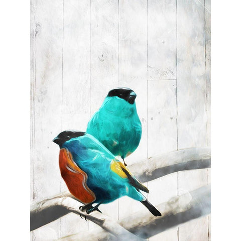 Abstract Birds White Modern Wood Framed Art Print by Villa, Mlli