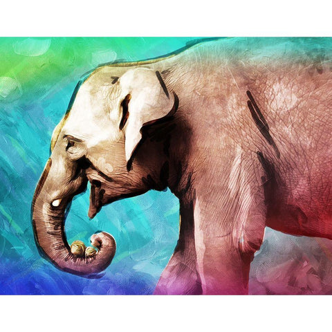 Bright Elephant White Modern Wood Framed Art Print by Villa, Mlli