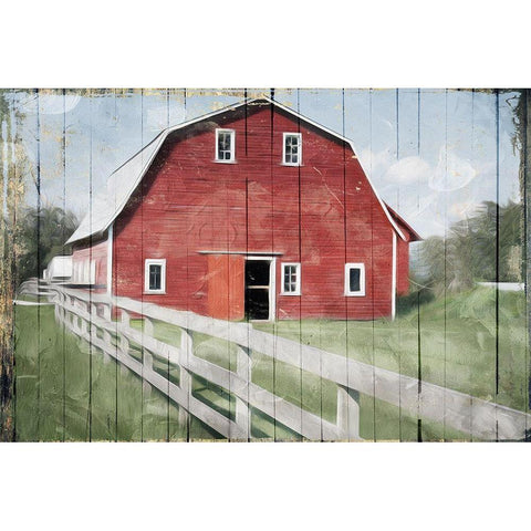 Red Barn Look Out Gold Ornate Wood Framed Art Print with Double Matting by Villa, Mlli