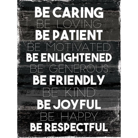 Be Caring Black Modern Wood Framed Art Print with Double Matting by Villa, Mlli