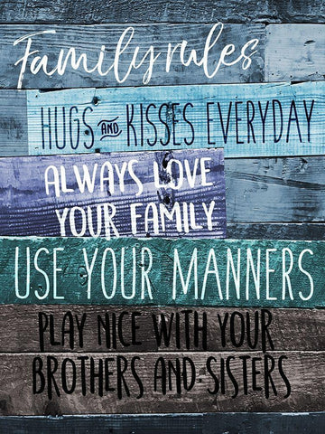 Family Rules White Modern Wood Framed Art Print with Double Matting by Villa, Mlli