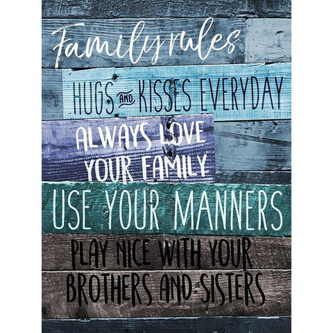 Family Rules Black Modern Wood Framed Art Print by Villa, Mlli