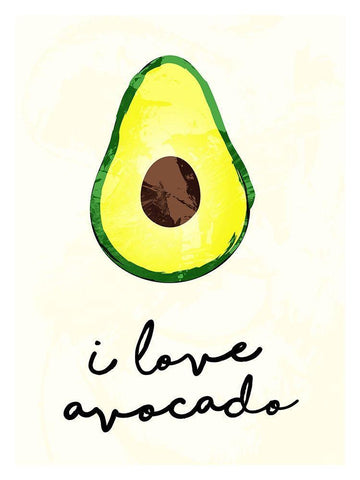I Love Avocado White Modern Wood Framed Art Print with Double Matting by Villa, Mlli