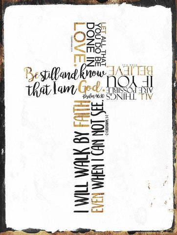 Four Quote Cross White Modern Wood Framed Art Print with Double Matting by Villa, Mlli