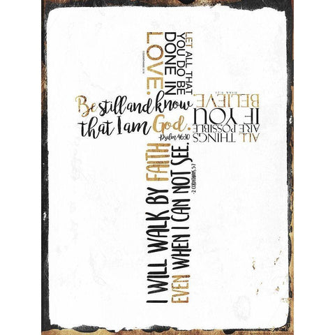 Four Quote Cross Black Modern Wood Framed Art Print with Double Matting by Villa, Mlli