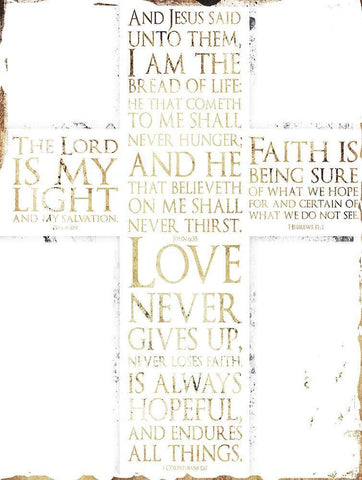 Text Cross White Modern Wood Framed Art Print with Double Matting by Villa, Mlli