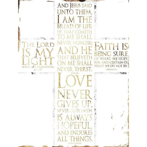 Text Cross Gold Ornate Wood Framed Art Print with Double Matting by Villa, Mlli