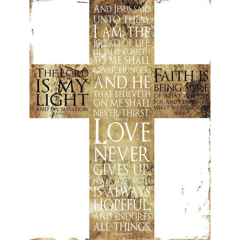 Text Gold Cross Black Modern Wood Framed Art Print with Double Matting by Villa, Mlli