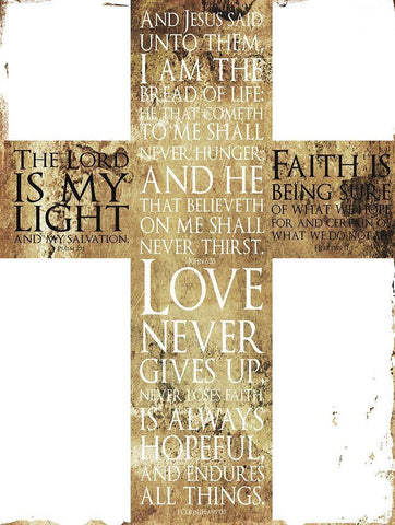 Text Gold Cross Black Ornate Wood Framed Art Print with Double Matting by Villa, Mlli