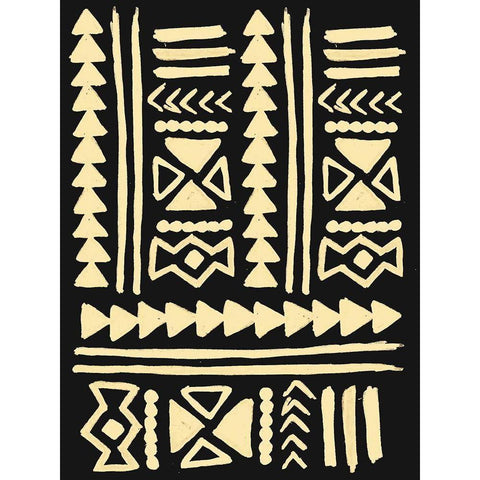 Wooden Tribal Cream Black Modern Wood Framed Art Print with Double Matting by Villa, Mlli