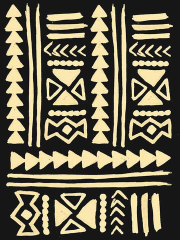 Wooden Tribal Cream Black Ornate Wood Framed Art Print with Double Matting by Villa, Mlli