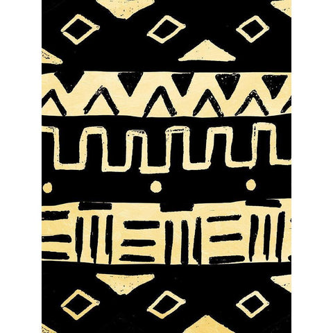 Tribal Meeting Cream Black Modern Wood Framed Art Print with Double Matting by Villa, Mlli