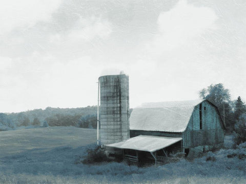 Blue Barn White Modern Wood Framed Art Print with Double Matting by Villa, Mlli