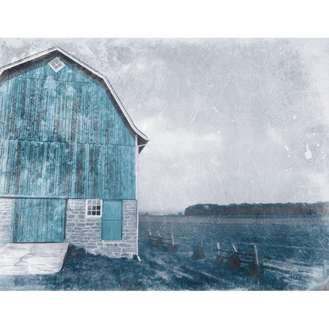 Blue Barn Mate White Modern Wood Framed Art Print by Villa, Mlli