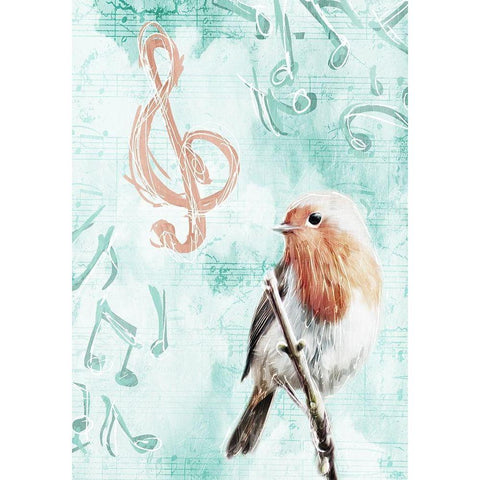 Music Bird Black Modern Wood Framed Art Print with Double Matting by Villa, Mlli