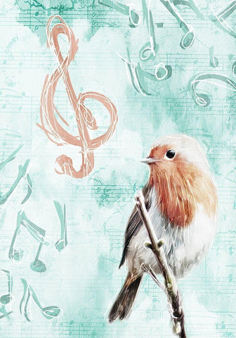 Music Bird White Modern Wood Framed Art Print with Double Matting by Villa, Mlli