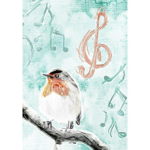 Music Bird Mate Black Modern Wood Framed Art Print with Double Matting by Villa, Mlli