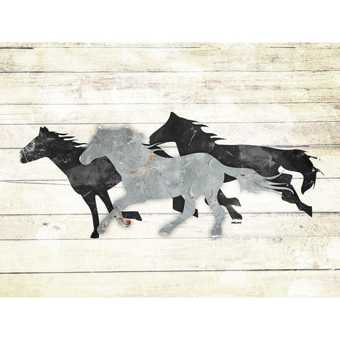 3 Icon Horse White Modern Wood Framed Art Print by Villa, Mlli