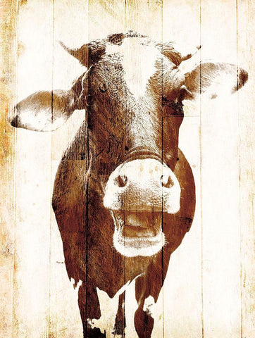 Aaahh Cow Black Ornate Wood Framed Art Print with Double Matting by Villa, Mlli