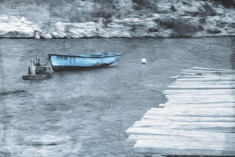 Blue Rest At Sea Black Ornate Wood Framed Art Print with Double Matting by Villa, Mlli