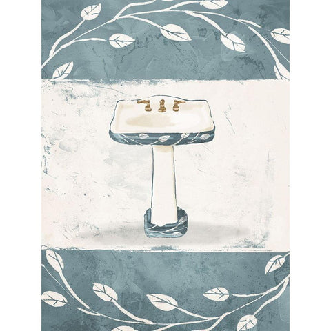 Floral Sink Black Modern Wood Framed Art Print with Double Matting by Villa, Mlli