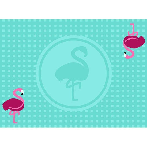 Flamingo Placemat Two Black Modern Wood Framed Art Print with Double Matting by Villa, Mlli