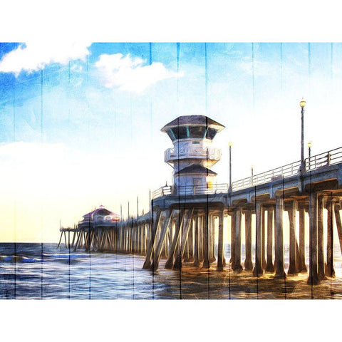 Huntington Pier Black Modern Wood Framed Art Print by Villa, Mlli