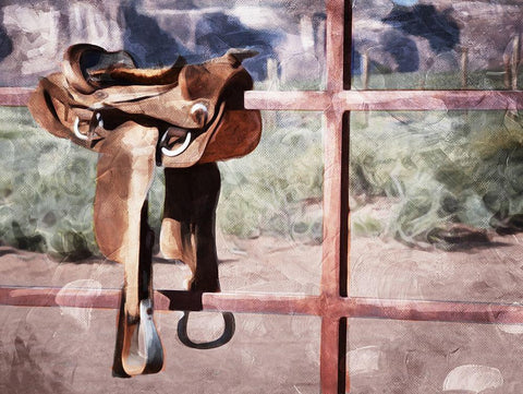 Saddle Up Black Ornate Wood Framed Art Print with Double Matting by Villa, Mlli