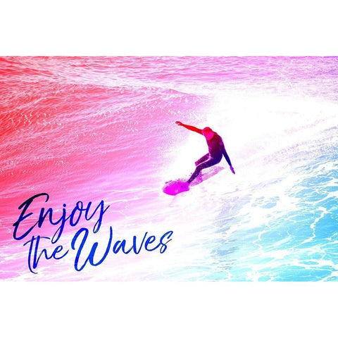 Enjoy the Waves Black Modern Wood Framed Art Print by Villa, Mlli