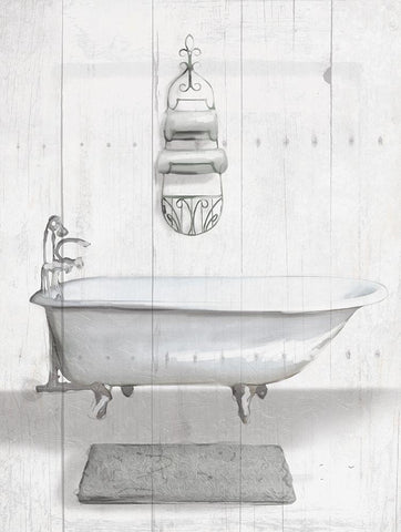 Simple Bath Black Ornate Wood Framed Art Print with Double Matting by Villa, Mlli