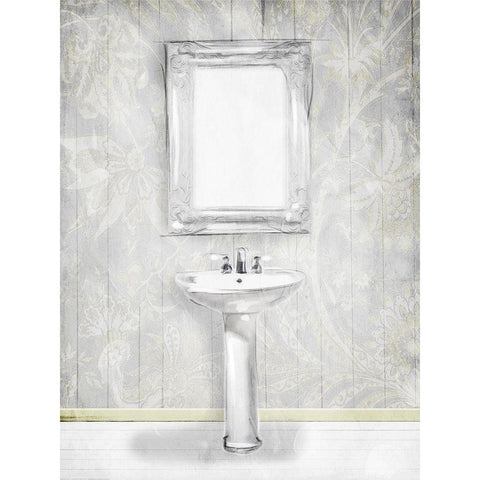 Gray Floral Sink White Modern Wood Framed Art Print by Villa, Mlli