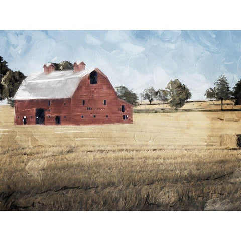 Farmhouse On The Hay Black Modern Wood Framed Art Print by Villa, Mlli