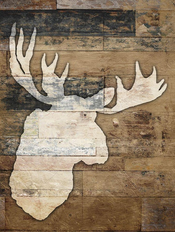 Look At Me Moose White Modern Wood Framed Art Print with Double Matting by Villa, Mlli
