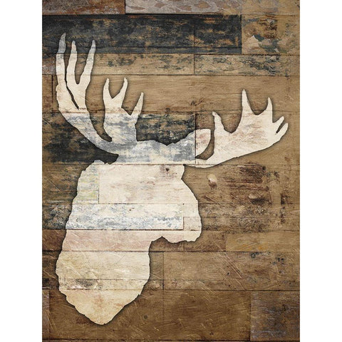 Look At Me Moose White Modern Wood Framed Art Print by Villa, Mlli
