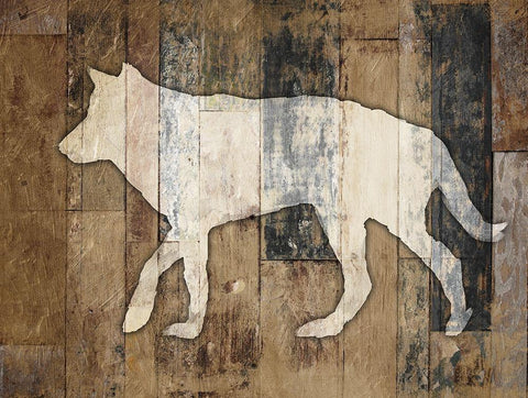 Look At Me Wolf White Modern Wood Framed Art Print with Double Matting by Villa, Mlli