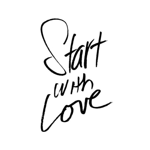 Start With Love White Modern Wood Framed Art Print by Villa, Mlli