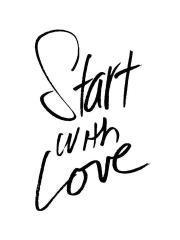 Start With Love White Modern Wood Framed Art Print with Double Matting by Villa, Mlli